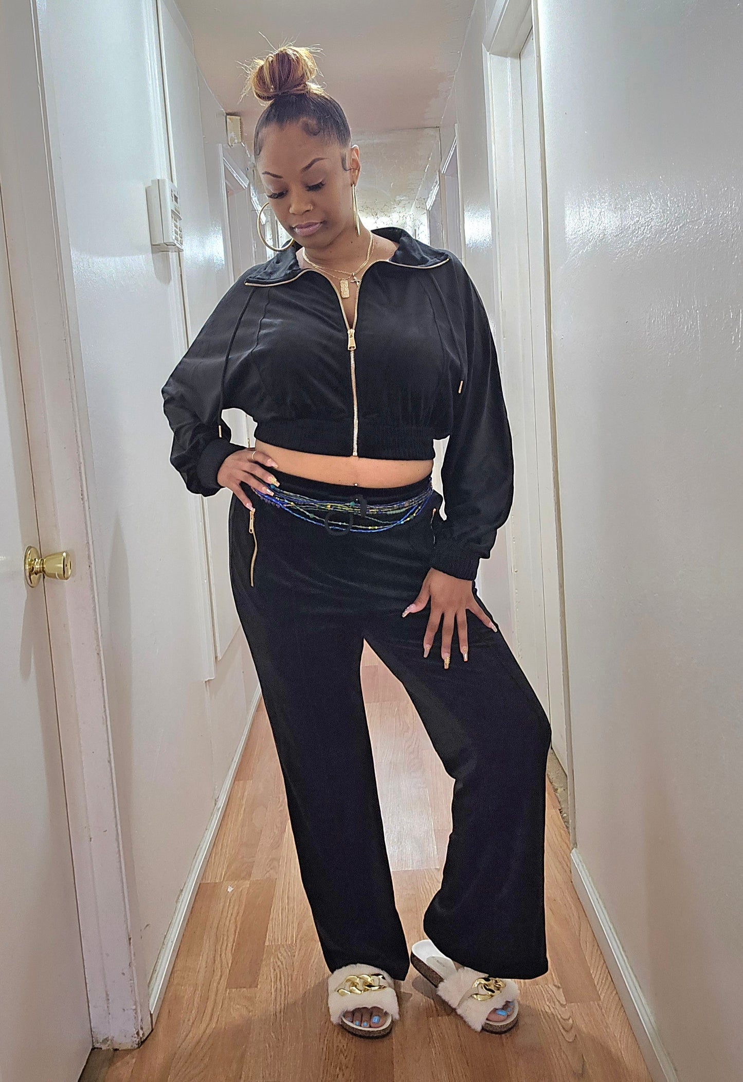 "Black" :Velour Set